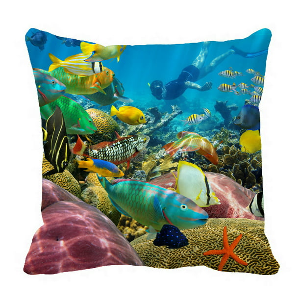 Tropical Fish Pillow Cover Fish Cushion Cover Decorative Throw Pillow Covers
